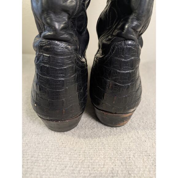 Handmade Lucchese Classics Western Boots Black Caiman Alligator Men’s 10.5
